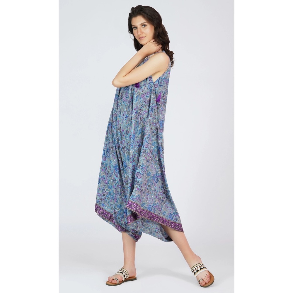 Elegant Blue Paisley Jumpsuit
